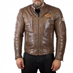 Invictus Dédalo: Chaqueta de moto de cuero envejecido vintage