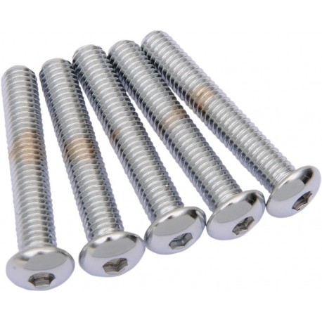 Pack de 5 Tornillos Cromados de Cabeza Redonda Diámetro 3/8"-16 y Largo 2"-1/4