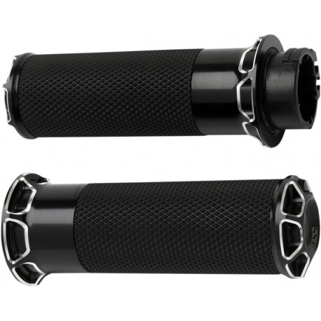 Puños Arlen Ness Fusion Beveled Black Anodizado para Acelerador Electrónico TBW