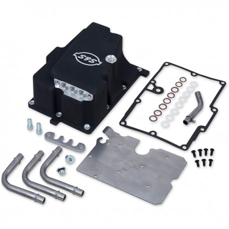 Kit de Instalación Linea de Aceite Negro para Motor S&S T143 Long Block en HD Dyna 06-17